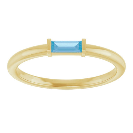 14K Yellow Gold Natural Swiss Blue Topaz Stackable Ring