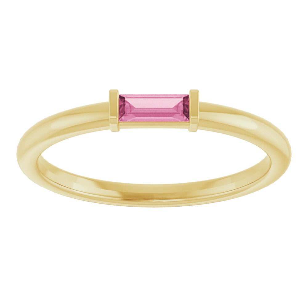 14K Yellow Natural Pink Tourmaline Stackable Ring