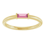 14K Yellow Natural Pink Tourmaline Stackable Ring