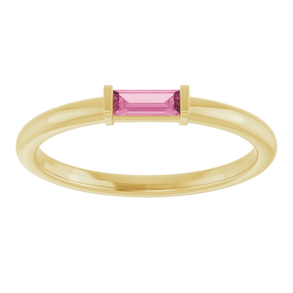 14K Yellow Gold Natural Pink Tourmaline Stackable Ring