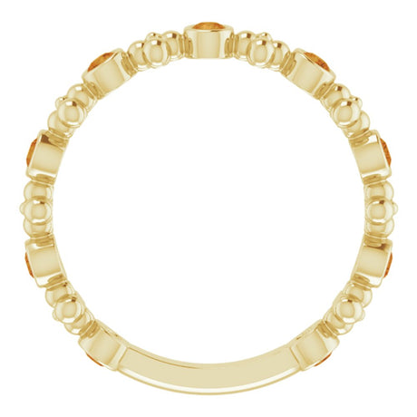 14K Yellow Gold Natural Citrine Beaded Ring