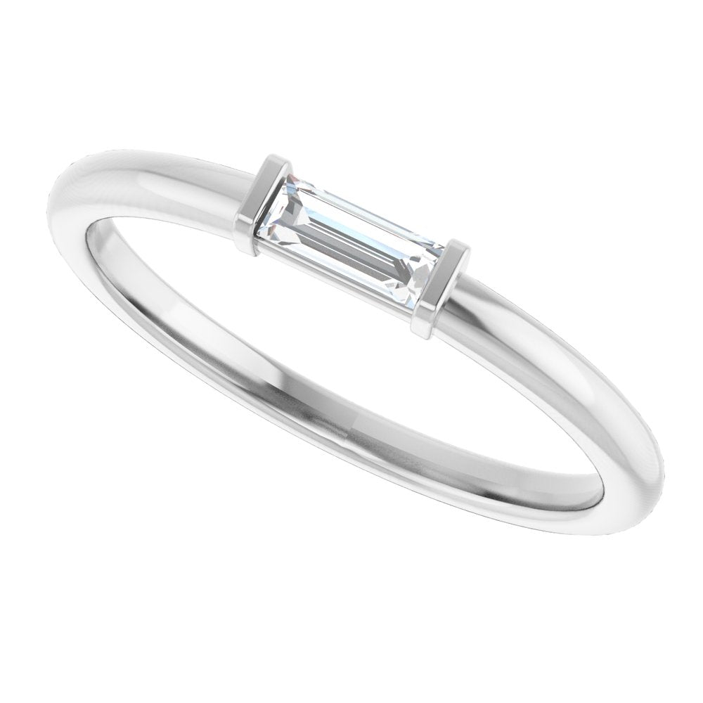 14K White 1/10 CTW Lab-Grown Diamond Stackable Ring