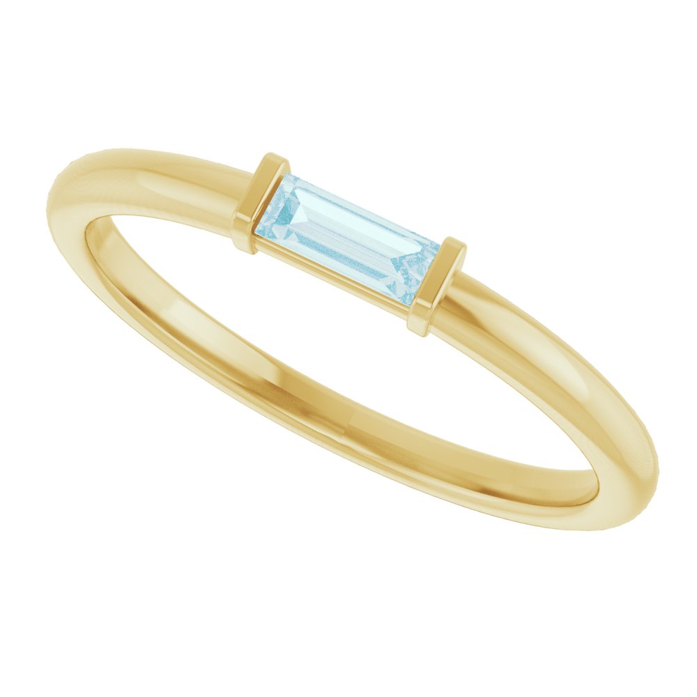 14K Yellow Gold Natural Sky Blue Topaz Stackable Ring
