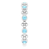 14K White Natural Aquamarine Beaded Ring