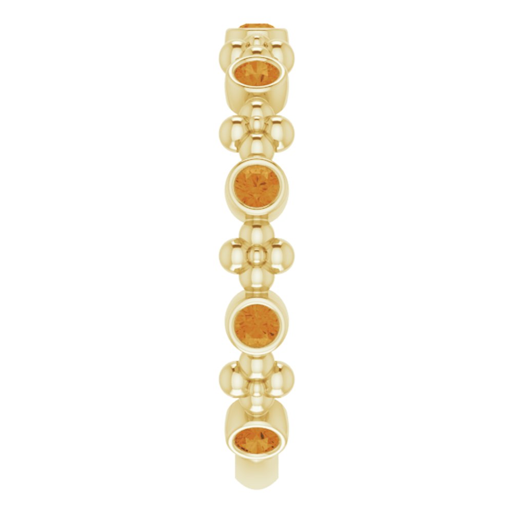 14K Yellow Gold Natural Citrine Beaded Ring