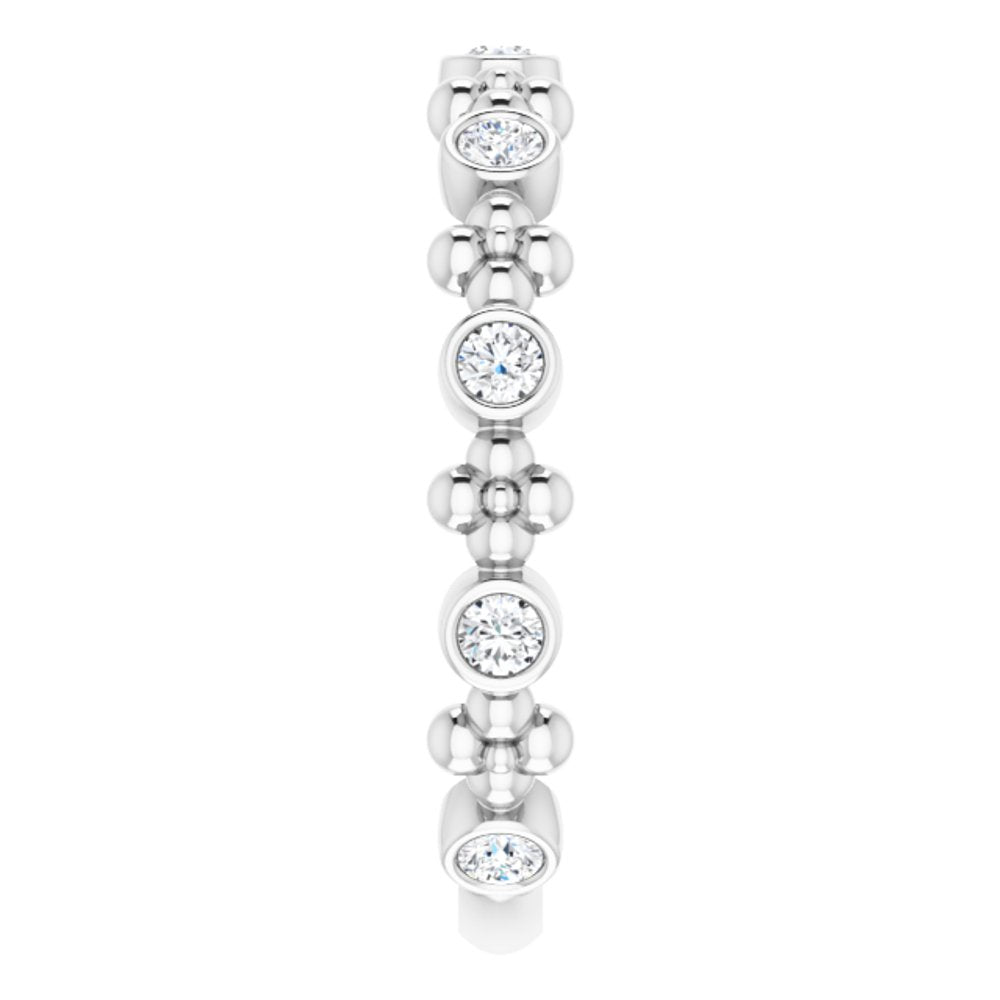 14K White 1/4 CTW Natural Diamond Beaded Ring