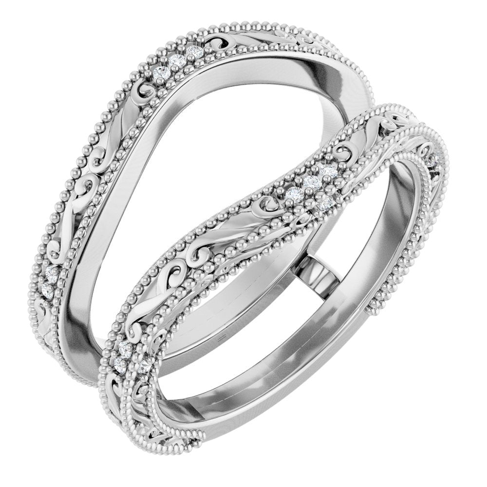 14K White .05 CTW Natural Diamond Ring Guard