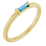 14K Yellow Gold Natural Swiss Blue Topaz Stackable Ring