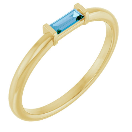 14K Yellow Gold Natural Swiss Blue Topaz Stackable Ring
