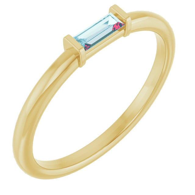 14K Yellow Gold Natural Sky Blue Topaz Stackable Ring
