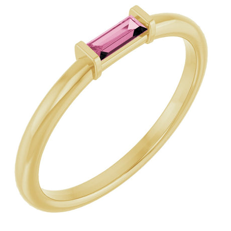 14K Yellow Gold Natural Pink Tourmaline Stackable Ring