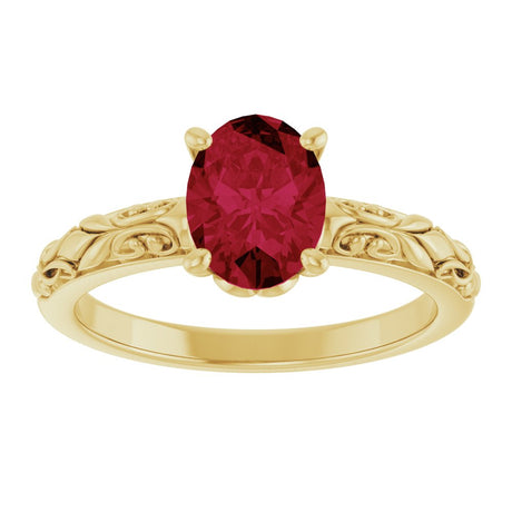 14K Yellow Gold Lab-Grown Ruby Ring