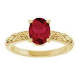 14K Yellow Gold Lab-Grown Ruby Ring