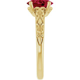 14K Yellow Gold Lab-Grown Ruby Ring