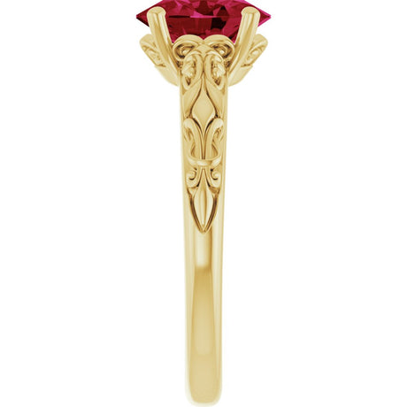 14K Yellow Gold Lab-Grown Ruby Ring