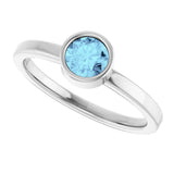 14K White Gold 5 mm Natural Aquamarine Ring