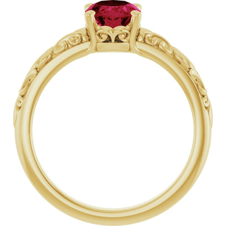 14K Yellow Gold Lab-Grown Ruby Ring