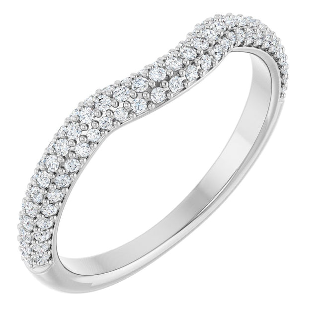 14K White Gold 1/4 CTW Natural Diamond Pavé-Style Contour Band
