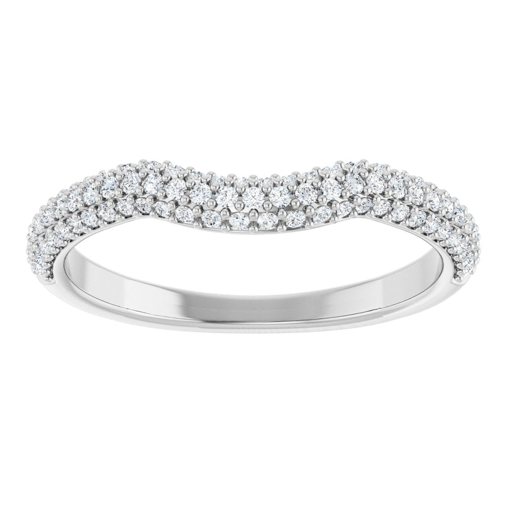 14K White 1/4 CTW Natural Diamond Pavé Contour Band