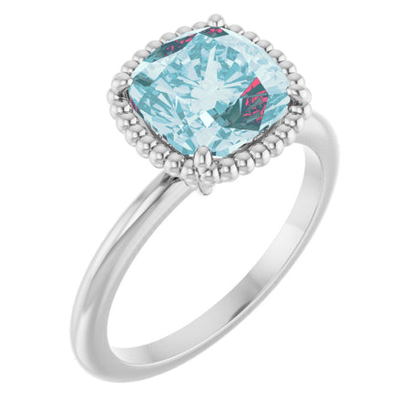 14K White Natural Sky Blue Topaz Ring