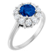 Platinum Lab-Grown Blue Sapphire & 1/2 CTW Natural Diamond Ring