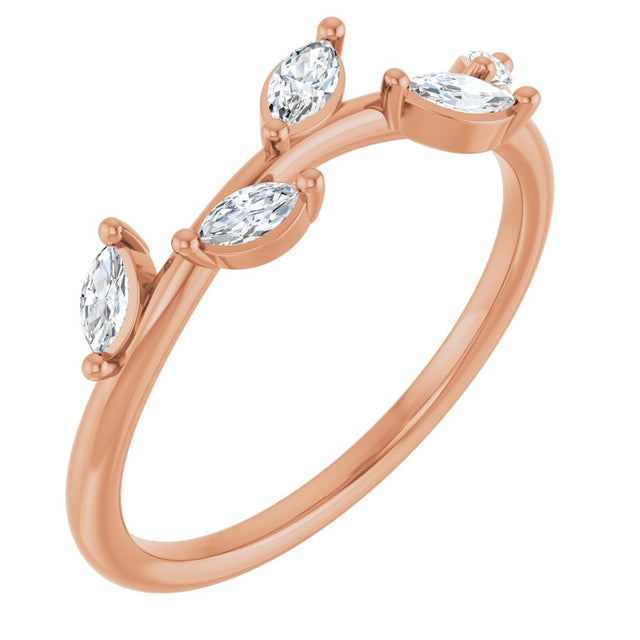 14K Rose 1/4 CTW Natural Diamond Leaf Ring