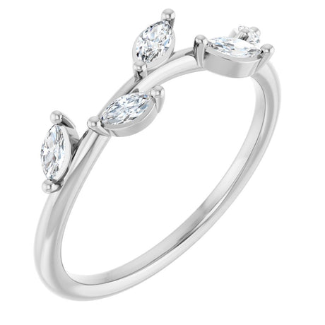 14K White 1/4 CTW Lab Grown Diamond Leaf Ring