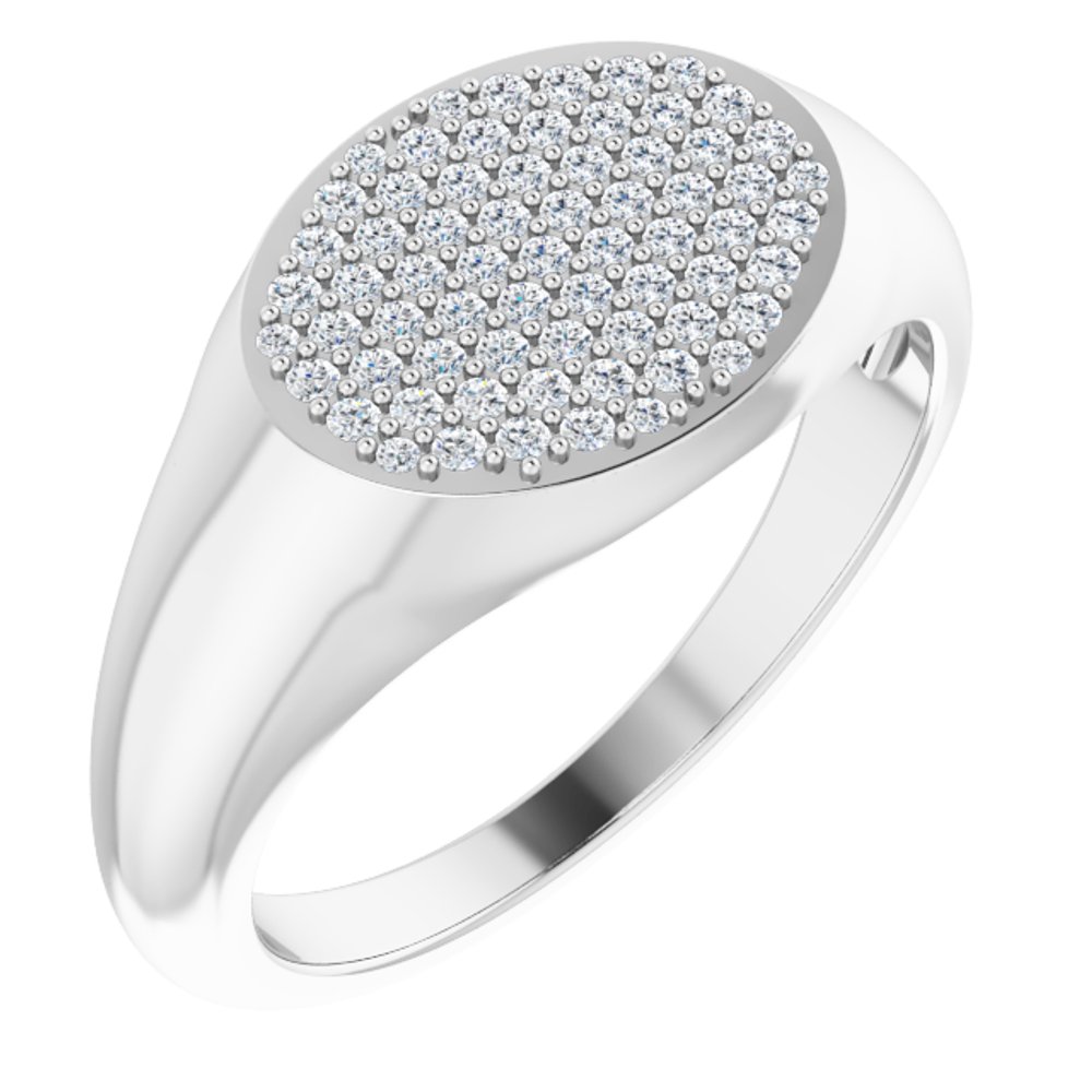 14K White 1/3 CTW Natural Diamond Signet Ring