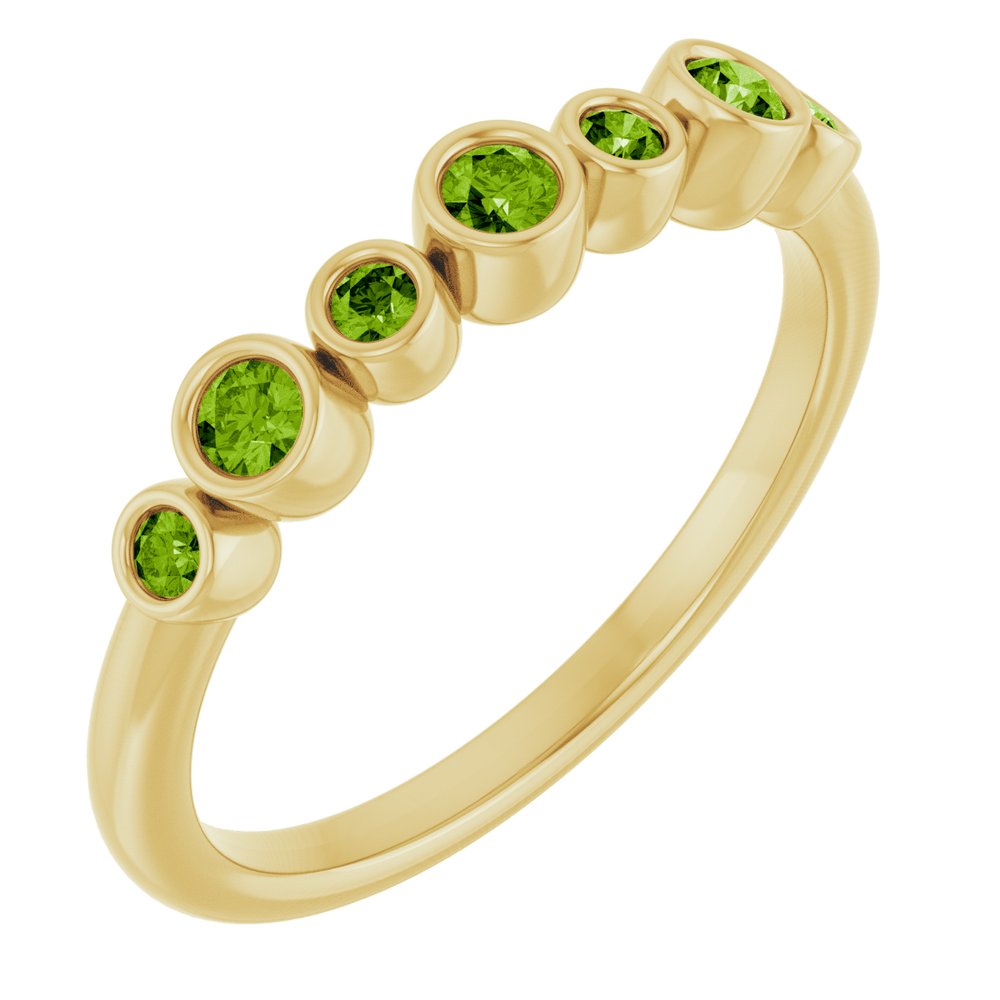 14K Yellow Gold Natural Peridot Bezel-Set Ring