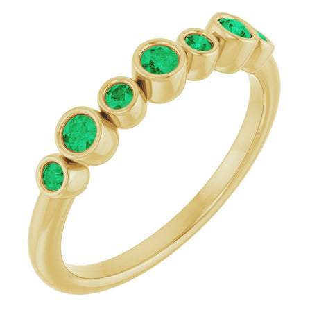 14K Yellow Gold Lab-Grown Emerald Bezel-Set Ring  