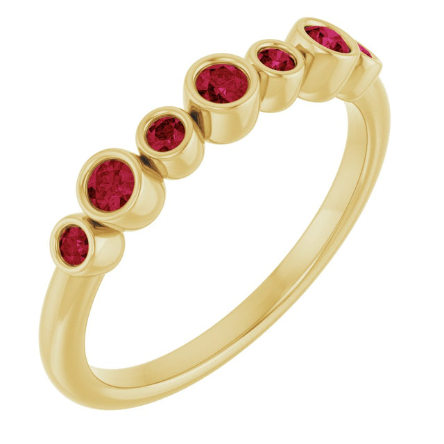 14K Yellow Lab-Grown Ruby Bezel-Set Ring  