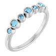 14K White Gold Natural Aquamarine Bezel-Set Ring