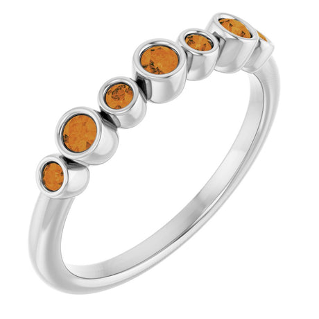 14K White Gold Natural Citrine Bezel-Set Ring