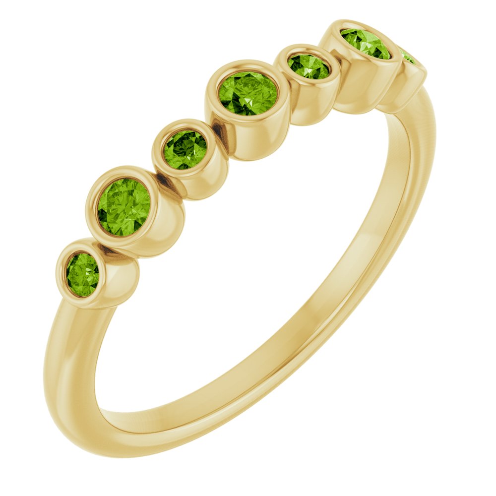 14K Yellow Natural Peridot Bezel-Set Ring