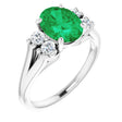 14K White Lab-Grown Emerald & 1/4 CTW Natural Diamond Ring