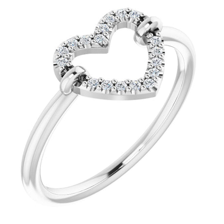 14K White .07 CTW Natural Diamond Heart Ring