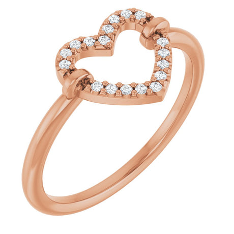 14K Rose Gold .07 CTW Natural Diamond Heart Ring