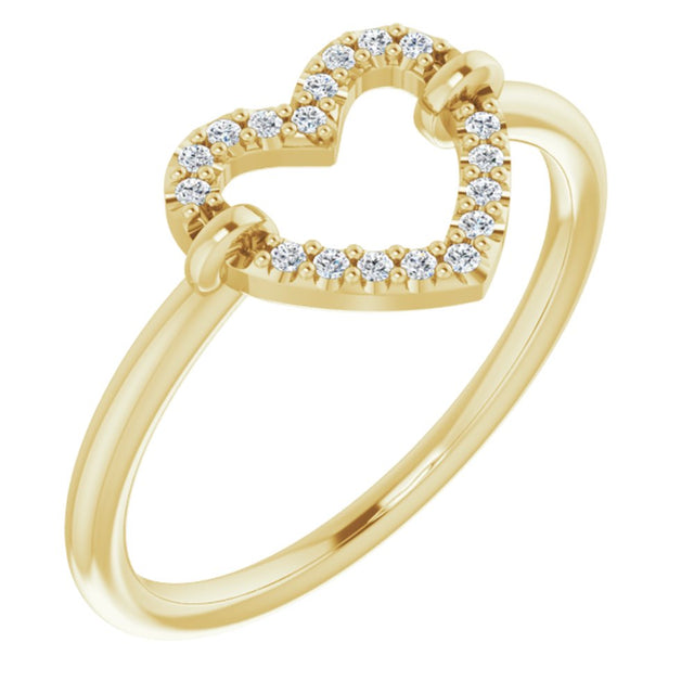 14K Yellow .07 CTW Natural Diamond Heart Ring