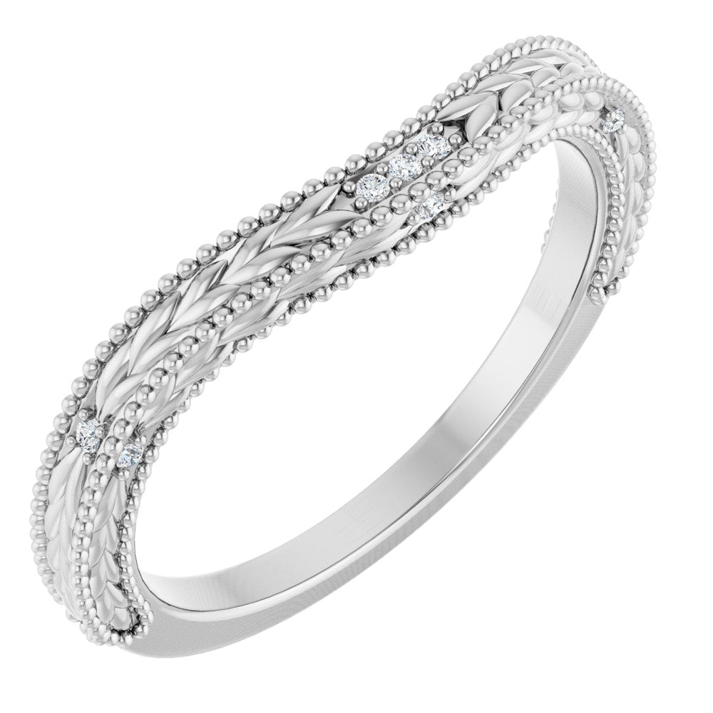 14K White Gold .03 CTW Natural Diamond Contour Band