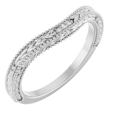 14K White Gold .03 CTW Natural Diamond Contour Band