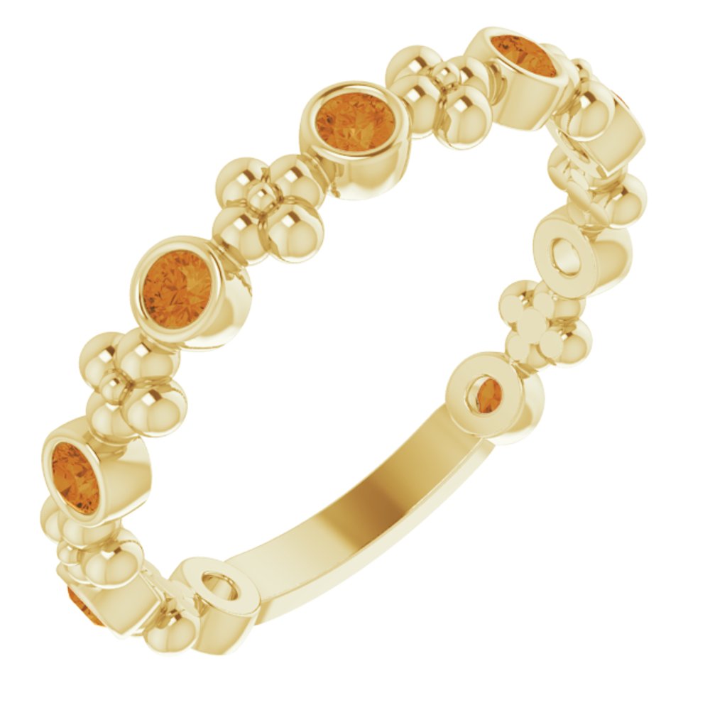 14K Yellow Gold Natural Citrine Beaded Ring