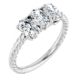 14K White 3 CTW Lab-Grown Diamond Three-Stone Ring