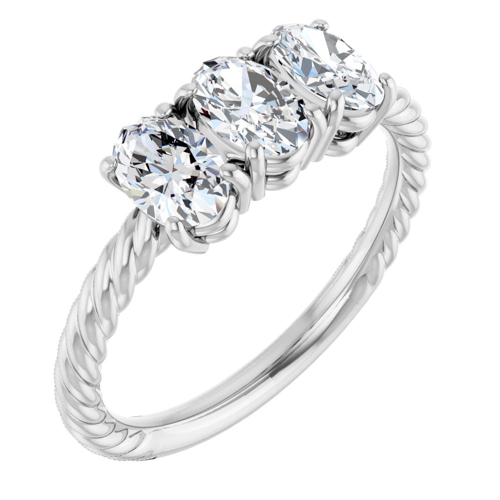 14K White Gold 1 1/5 CTW Lab-Grown Diamond Three-Stone Ring