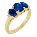 14K Yellow Lab-Grown Blue Sapphire & .05 CTW Natural Diamond Ring   