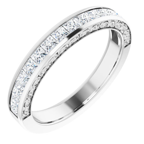 14K White 7/8 CTW Natural Diamond Anniversary Band