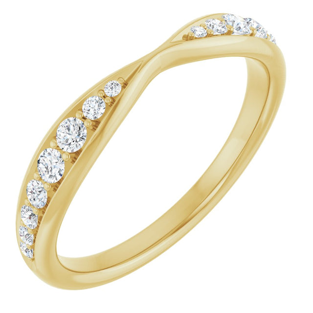 14K Yellow Gold 1/5 CTW Lab-Grown Diamond Pinched Contour Band