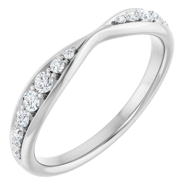 14K White Gold 1/5 CTW Natural Diamond Pinched Contour Band