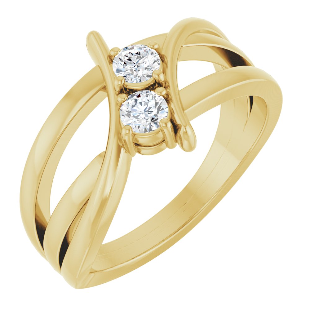 14K Yellow 1/4 CTW Lab-Grown Diamond Two-Stone Ring