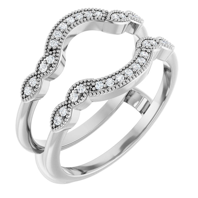14K White Gold 1/6 CTW Natural Diamond Ring Guard