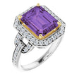 14K White/Yellow Natural Amethyst & 1/2 CTW Natural Diamond Ring 